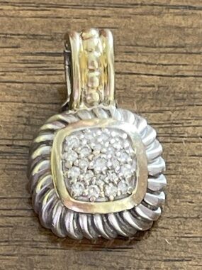 David Yurman Albion Petite Diamond Enhancer Pendant 18K & Sterling